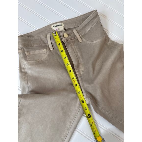 NWT L’AGENCE Skinny Wax Coated Pants Tan & Brown Cropped Skinny Bundle Size 25 - Picture 9 of 10